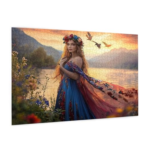 Sonnenuntergang Puzzle 5000 Teile Erwachsene Puzzle Frau Design für Erwachsene und Beginner,HD Farbe HolzPuzzle mit Geschenkbox Verpackung,Zimmer Deko Wohnzimmer,Geschenke für Frauen 100x150cm -z1750 von Guofuos