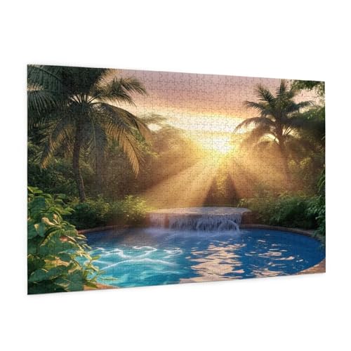 Sonnenuntergang Puzzle 6000 Teile Erwachsene Puzzle See Design für Erwachsene und Beginner, HD Farbe HolzPuzzle mit Geschenkbox Verpackung, Zimmer Deko Wohnzimmer, Geschenke für Frauen 100x180cm -z371 von Guofuos