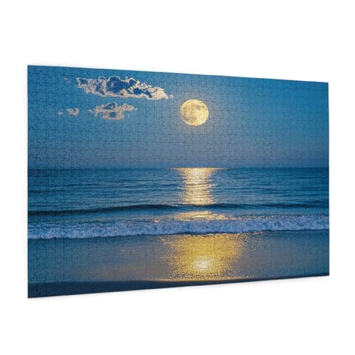 Strand Puzzle 2000 Teile Erwachsene Puzzle Mond Design für Erwachsene und Beginner, HD Farbe HolzPuzzle mit Geschenkbox Verpackung for Zimmer Deko Wohnzimmer, Geschenke für Frauen 70x100cm -z968 von Guofuos
