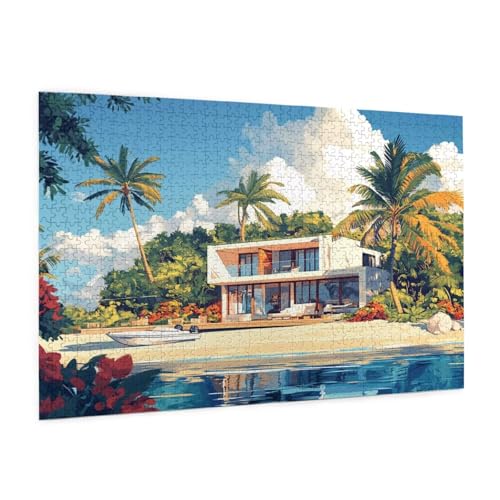 Strand Puzzle 3000 Teile Erwachsene Puzzle Landschaft Design für Erwachsene und Beginner, HD Farbe HolzPuzzle mit Geschenkbox Verpackung for Zimmer Deko Wohnzimmer, Geschenke für Frauen 80x120cm -z952 von Guofuos