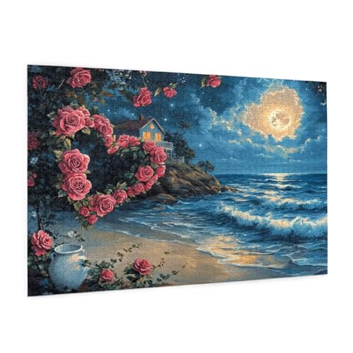 Strand Puzzle 4000 Teile Erwachsene Puzzle Blume Design für Erwachsene und Beginner, HD Farbe HolzPuzzle mit Geschenkbox Verpackung for Zimmer Deko Wohnzimmer, Geschenke für Frauen 87x140cm -z955 von Guofuos