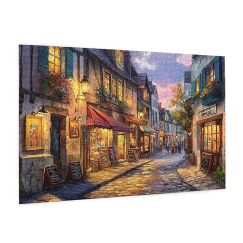 Straße Puzzle 1500 Teile Erwachsene Puzzle Landschaft Design für Erwachsene und Beginner, HD Farbe HolzPuzzle mit Geschenkbox Verpackung for Zimmer Deko Wohnzimmer, Geschenke für Frauen 57x87cm -z1245 von Guofuos
