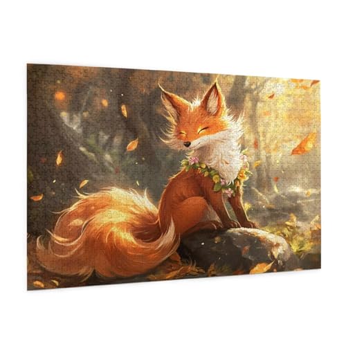Tier Puzzle 1000 Teile Erwachsene Puzzle Herbst Design für Erwachsene und Beginner, HD Farbe HolzPuzzle mit Geschenkbox Verpackung for Zimmer Deko Wohnzimmer, Geschenke für Frauen 50x75cm -z717 von Guofuos