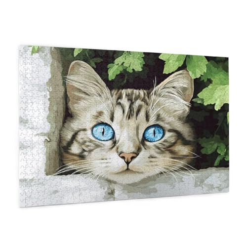 Tier Puzzle 1000 Teile Erwachsene Puzzle Katze Design für Erwachsene und Beginner, HD Farbe HolzPuzzle mit Geschenkbox Verpackung for Zimmer Deko Wohnzimmer, Geschenke für Frauen 50x75cm -z704 von Guofuos