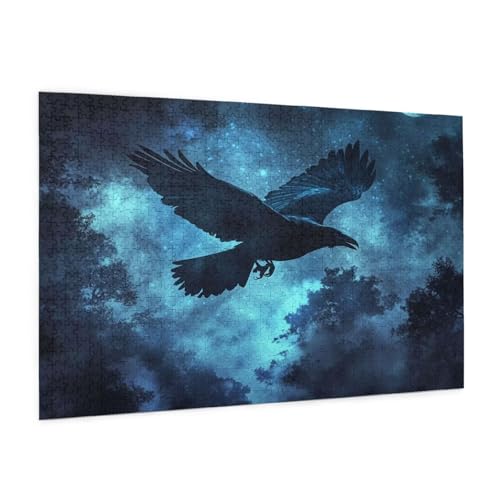 Tier Puzzle 1000 Teile Erwachsene Puzzle Krähe Design für Erwachsene und Beginner, HD Farbe HolzPuzzle mit Geschenkbox Verpackung for Zimmer Deko Wohnzimmer, Geschenke für Frauen 50x75cm -z732 von Guofuos