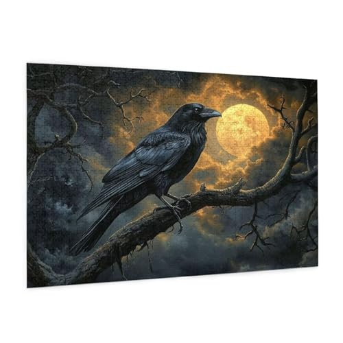 Tier Puzzle 1000 Teile Erwachsene Puzzle Krähe Design für Erwachsene und Beginner, HD Farbe HolzPuzzle mit Geschenkbox Verpackung for Zimmer Deko Wohnzimmer, Geschenke für Frauen 50x75cm -z733 von Guofuos