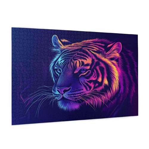Tier Puzzle 1500 Teile Erwachsene Puzzle Tiger Design für Erwachsene und Beginner, HD Farbe HolzPuzzle mit Geschenkbox Verpackung for Zimmer Deko Wohnzimmer, Geschenke für Frauen 57x87cm -z694 von Guofuos