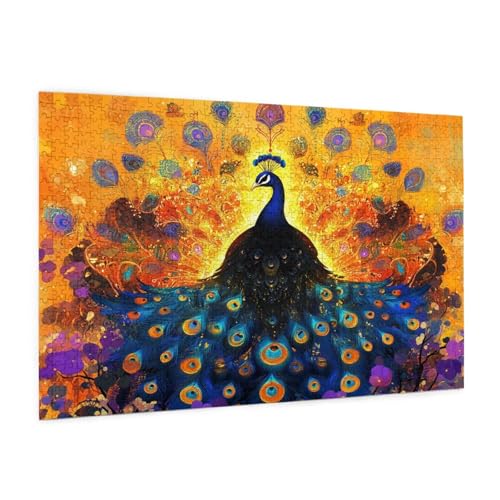 Tier Puzzle 2000 Teile Erwachsene Puzzle Pfau Design für Erwachsene und Beginner, HD Farbe HolzPuzzle mit Geschenkbox Verpackung for Zimmer Deko Wohnzimmer, Geschenke für Frauen 70x100cm -z687 von Guofuos