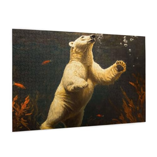 Tier Puzzle 3000 Teile Erwachsene Puzzle Eisbär Design für Erwachsene und Beginner, HD Farbe HolzPuzzle mit Geschenkbox Verpackung for Zimmer Deko Wohnzimmer, Geschenke für Frauen 80x120cm -z611 von Guofuos