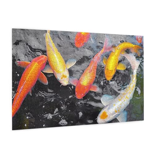 Tier Puzzle 3000 Teile Erwachsene Puzzle Koi Design für Erwachsene Beginner,Farbe HolzPuzzle Kreative Geschenke mit Geschenkbox Verpackung Zimmer Deko Wohnzimmer,Geschenke für Frauen 80x120cm -z684 von Guofuos