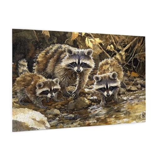 Tier Puzzle 4000 Teile Erwachsene Puzzle Waschbär Design für Erwachsene und Beginner, HD Farbe HolzPuzzle mit Geschenkbox Verpackung for Zimmer Deko Wohnzimmer, Geschenke für Frauen 87x140cm -z678 von Guofuos