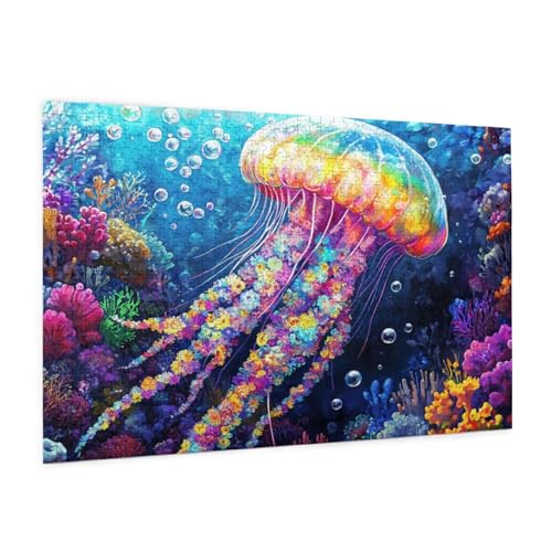 Tier Puzzle 5000 Teile Erwachsene Puzzle Qualle Design für Erwachsene und Beginner, HD Farbe HolzPuzzle mit Geschenkbox Verpackung for Zimmer Deko Wohnzimmer, Geschenke für Frauen 100x150cm -z724 von Guofuos