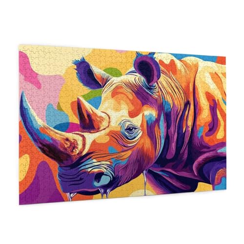 Tier Puzzle 6000 Teile Erwachsene Puzzle Nashorn Design für Erwachsene und Beginner, HD Farbe HolzPuzzle mit Geschenkbox Verpackung for Zimmer Deko Wohnzimmer, Geschenke für Frauen 100x180cm -z735 von Guofuos