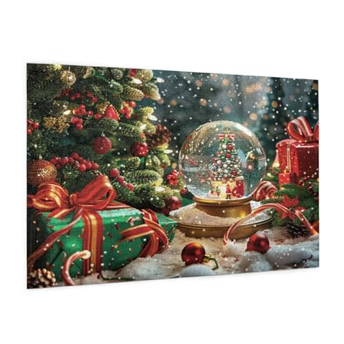 Weihnachten Puzzle 1000 Teile Erwachsene Puzzle Winter Design für Erwachsene und Beginner, HD Farbe HolzPuzzle mit Geschenkbox Verpackung for Zimmer Deko Wohnzimmer, Geschenke für Frauen 50x75cm -z401 von Guofuos
