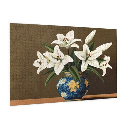 Weiß Puzzle 3000 Teile Erwachsene Puzzle Blume Design für Erwachsene und Beginner, HD Farbe HolzPuzzle mit Geschenkbox Verpackung for Zimmer Deko Wohnzimmer, Geschenke für Frauen 80x120cm -z456 von Guofuos