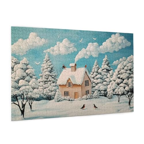 Winter Puzzle 1000 Teile Erwachsene Puzzle Landschaft Design für Erwachsene und Beginner, HD Farbe HolzPuzzle mit Geschenkbox Verpackung for Zimmer Deko Wohnzimmer, Geschenke für Frauen 50x75cm -z10 von Guofuos