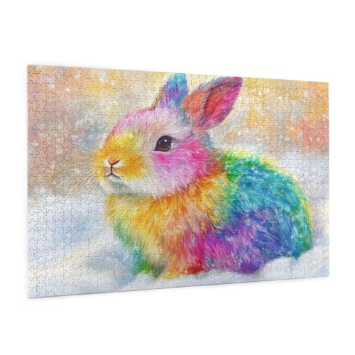 Winter Puzzle 2000 Teile Erwachsene Puzzle Kaninchen Design für Erwachsene und Beginner, HD Farbe HolzPuzzle mit Geschenkbox Verpackung for Zimmer Deko Wohnzimmer, Geschenke für Frauen 70x100cm -z584 von Guofuos
