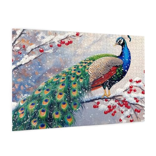 Winter Puzzle 4000 Teile Erwachsene Puzzle Pfau Design für Erwachsene und Beginner, HD Farbe HolzPuzzle mit Geschenkbox Verpackung for Zimmer Deko Wohnzimmer, Geschenke für Frauen 87x140cm -z573 von Guofuos