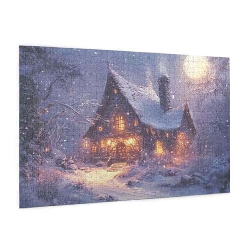 Winter Puzzle 5000 Teile Erwachsene Puzzle Blockhaus Design für Erwachsene und Beginner, HD Farbe HolzPuzzle mit Geschenkbox Verpackung for Zimmer Deko Wohnzimmer, Geschenke für Frauen 100x150cm -z576 von Guofuos