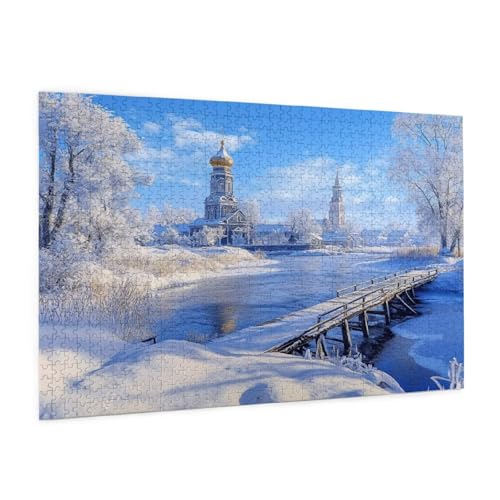 Winter Puzzle 5000 Teile Erwachsene Puzzle Landschaft Design für Erwachsene Beginner, HD Farbe HolzPuzzle mit Geschenkbox Verpackung for Zimmer Deko Wohnzimmer, Geschenke für Frauen 100x150cm -z562 von Guofuos