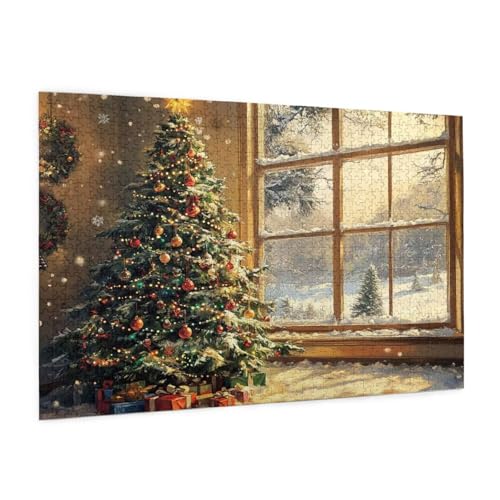 Winter Puzzle 5000 Teile Erwachsene Puzzle Weihnachtsbaum Design für Erwachsene und Beginner,HD Farbe HolzPuzzle mit Geschenkbox Verpackung,Zimmer Deko Wohnzimmer,Geschenke für Frauen 100x150cm -z583 von Guofuos