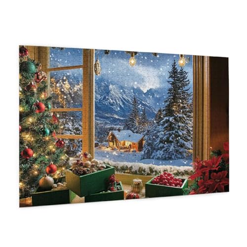 Winter Puzzle 6000 Teile Erwachsene Puzzle Weihnachten Design für Erwachsene und Beginner, HD Farbe HolzPuzzle mit Geschenkbox Verpackung, Zimmer Deko Wohnzimmer, Geschenke für Frauen 100x180cm -z582 von Guofuos
