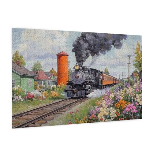 Zug Puzzle 6000 Teile Erwachsene Puzzle Landschaft Design für Erwachsene und Beginner, HD Farbe HolzPuzzle mit Geschenkbox Verpackung for Zimmer Deko Wohnzimmer, Geschenke für Frauen 100x180cm -z1236 von Guofuos