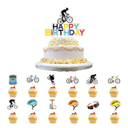 Guoguonb 13Pcs Fahrrad Geburtstagstorte Dekoration Happy Birthday Cake Topper Fahrradfahrer Kuchen Topper Tortendeko für Fahrrad Thema Party Dekorationen Guoguonb 13Pcs Fahrrad Geburtstagstorte Dekoration Happy Birthday Cake Topper Fahrradfahrer Kuchen Topper Tortendeko für Fahrrad Thema Party Dekorationen von Guoguonb