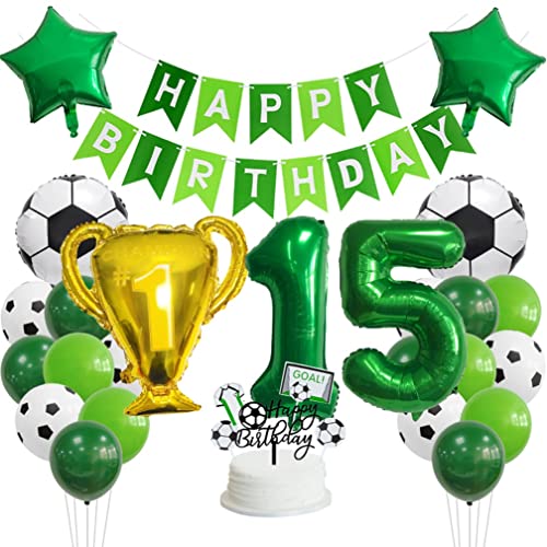 Guoguonb 15 Jahr Fußball Geburtstag Dekorationen Set Happy Birthday Banner Zahl 15 Ballon Champions' Trophy Fussball FolienBallon für Kinder Fußball Themenfeier Party Kindergeburtstag Deko Guoguonb 15 Jahr Fußball Geburtstag Dekorationen Set Happy Birthday Banner Zahl 15 Ballon Champions' Trophy Fussball FolienBallon für Kinder Fußball Themenfeier Party Kindergeburtstag Deko von Guoguonb