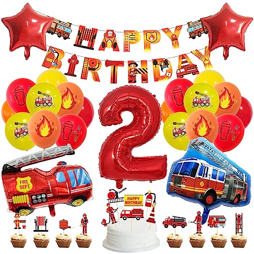 Guoguonb 2 Jahre Feuerwehrauto Geburtstag Party Dekoration Happy Birthday Banner Feuerwehr Bedruckte Ballons Feuerwehr Tortendekoration für Kindergeburtstag 2.Geburtstag Party Dekoration Guoguonb 2 Jahre Feuerwehrauto Geburtstag Party Dekoration Happy Birthday Banner Feuerwehr Bedruckte Ballons Feuerwehr Tortendekoration für Kindergeburtstag 2.Geburtstag Party Dekoration von Guoguonb