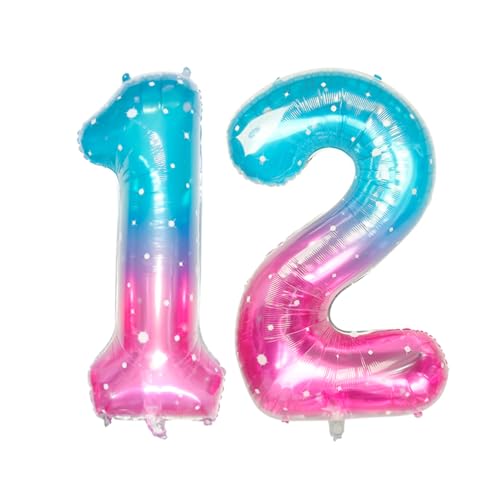 Guoguonb 40 Zoll Zahl 12. Geburtstag Deko Riesen Aufblasbar Helium Folienballon Nummer 12 Luftballons Personalisiertes Design Ballon für Gedenktag Geburtstag Dekoration (Sternenlicht) von Guoguonb
