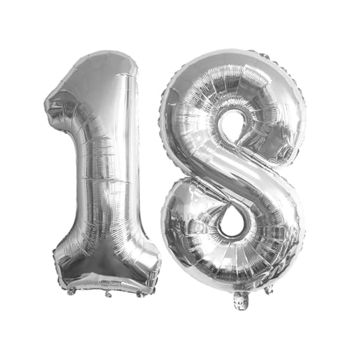 Guoguonb 40 Zoll Zahl 18. Geburtstag Deko Riesen Aufblasbar Helium Folienballon Nummer 18 Luftballons Personalisiertes Design Ballon für Gedenktag Geburtstag Dekoration (Silber) von Guoguonb