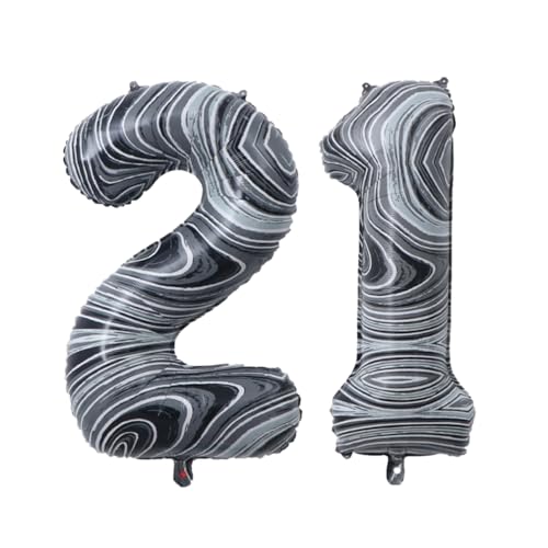 Guoguonb 40 Zoll Zahl 21. Geburtstag Deko Riesen Aufblasbar Helium Folienballon Nummer 21 Luftballons Personalisiertes Design Ballon für Gedenktag Geburtstag Dekoration (Onyx Schwarz) von Guoguonb