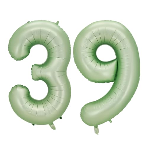 Guoguonb 40 Zoll Zahl 39. Geburtstag Deko Riesen Aufblasbar Helium Folienballon Nummer 39 Luftballons Personalisiertes Design Ballon für Gedenktag Geburtstag Dekoration (Wassermelone Grün) von Guoguonb
