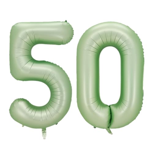 Guoguonb 40 Zoll Zahl 50. Geburtstag Deko Riesen Aufblasbar Helium Folienballon Nummer 50 Luftballons Personalisiertes Design Ballon für Gedenktag Geburtstag Dekoration (Wassermelone Grün) von Guoguonb