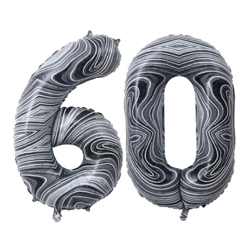 Guoguonb 40 Zoll Zahl 60. Geburtstag Deko Riesen Aufblasbar Helium Folienballon Nummer 60 Luftballons Personalisiertes Design Ballon für Gedenktag Geburtstag Dekoration (Onyx Schwarz) von Guoguonb