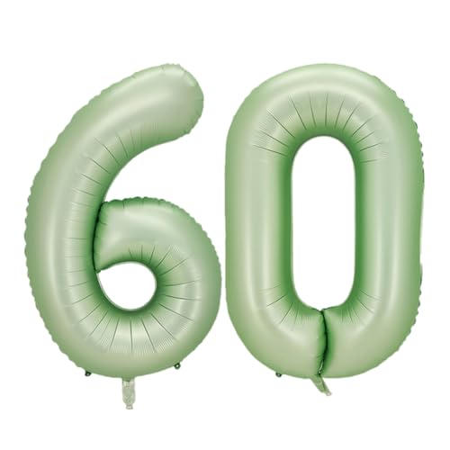 Guoguonb 40 Zoll Zahl 60. Geburtstag Deko Riesen Aufblasbar Helium Folienballon Nummer 60 Luftballons Personalisiertes Design Ballon für Gedenktag Geburtstag Dekoration (Wassermelone Grün) von Guoguonb