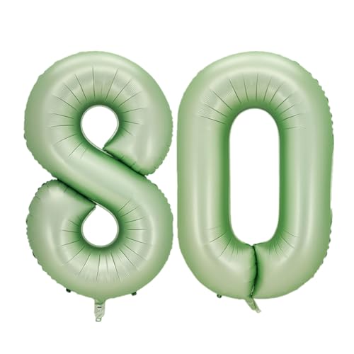Guoguonb 40 Zoll Zahl 80. Geburtstag Deko Riesen Aufblasbar Helium Folienballon Nummer 80 Luftballons Personalisiertes Design Ballon für Gedenktag Geburtstag Dekoration (Wassermelone Grün) von Guoguonb