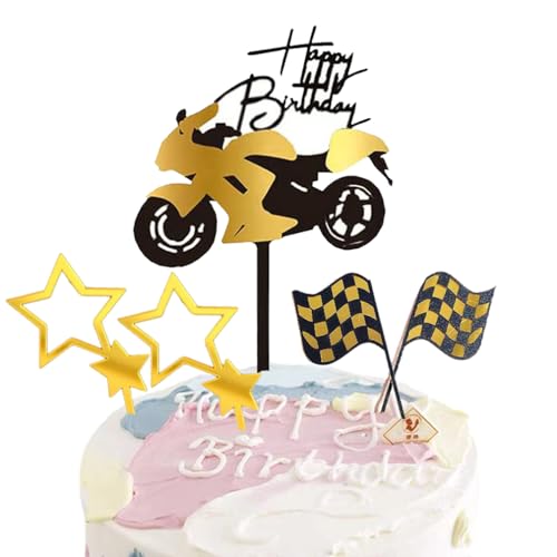 Guoguonb 5 Stück Acryl Kuchen Topper Rennthema Geburtstag Tortenstecker Happy Birthday Tortendekoration Motorrad Glitter Stern Banner für Männer Jungen Geburtstagsfeier Partys, Golden Guoguonb 5 Stück Acryl Kuchen Topper Rennthema Geburtstag Tortenstecker Happy Birthday Tortendekoration Motorrad Glitter Stern Banner für Männer Jungen Geburtstagsfeier Partys, Golden von Guoguonb