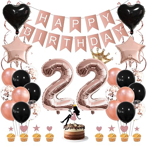 Guoguonb Roségold Geburtstag Dekoration Set 22 Jahr Geburtstag Deko Happy Birthday Banner Luftballons High Heel Girl Cake Topper für Mädchen Frau Deko 22. Geburtstag Party Dekoration Guoguonb Roségold Geburtstag Dekoration Set 22 Jahr Geburtstag Deko Happy Birthday Banner Luftballons High Heel Girl Cake Topper für Mädchen Frau Deko 22. Geburtstag Party Dekoration von Guoguonb