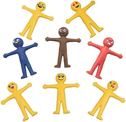 50 x Smiley-Spielzeug, dehnbar, ideal für Partytüten, Pinata-Preise, Geschenktüten und Kuchendekoration, zufällige Farbauswahl von Guoml