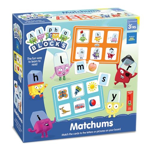Alphablocks – Matchum-Lernspiel – Buchstaben- und Bildkarten zur Beherrschung des Alphabets – perfekt für interaktives Lernen und Entwicklung des Kindes – verfügt über 4 Spielmöglichkeiten, ab 3 von Guoml