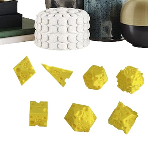 Gupcaqosjw Cool Dice | 7-teilige Käse-Roll-Würfel | 3D-gedrucktes interaktives Requisit für Rollenspiel Mathe Lernen Unterricht Entscheidungsfindung Reise Party Klassenraum Familiennacht von Gupcaqosjw
