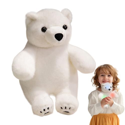 Gupcaqosjw Eisbärenplüsch, Eisbär Plüschspielzeug,Gefüllte Tier Bunte LED -Leuchten Eisbärenpuppe - Weiche Puppenumarmung Kissen Home, Nachtlicht süßes für Mädchen von Gupcaqosjw