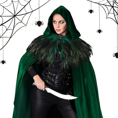 Gupcaqosjw Halloween Kapuzenumhang | Karneval Verkleidung Samt Cape Mit Kapuze,Unisex Gewand Herren Damen Hexenkostüm für Mottopartys Gupcaqosjw Halloween Kapuzenumhang | Karneval Verkleidung Samt Cape Mit Kapuze,Unisex Gewand Herren Damen Hexenkostüm für Mottopartys von Gupcaqosjw