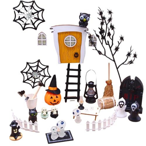 Gupcaqosjw Halloween Puppenhaus Miniaturszene - Kürbis-Spinnen-Skelett-Figur, Halloween-Horror-Spielzeug-Set - Halloween-Gartenlandschaft, Mini-wiederverwendbares Puppenhaus-Zubehör für Gupcaqosjw Halloween Puppenhaus Miniaturszene - Kürbis-Spinnen-Skelett-Figur, Halloween-Horror-Spielzeug-Set - Halloween-Gartenlandschaft, Mini-wiederverwendbares Puppenhaus-Zubehör für von Gupcaqosjw