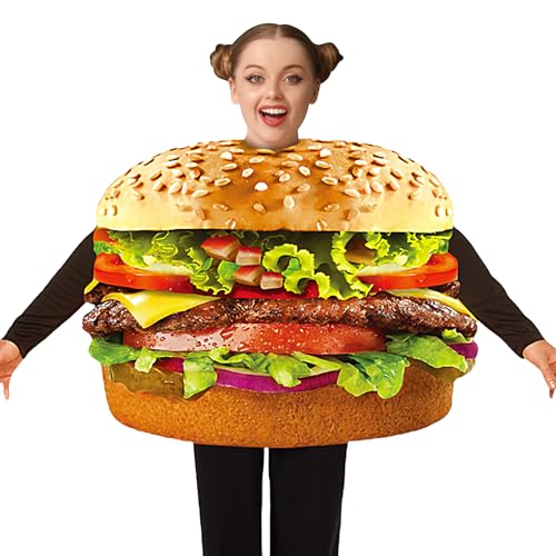 Gupcaqosjw Kostüm Outfit | Hamburger Verkleidung Kostüm Für Halloween,Lustige Karneval Fest Rollenspiel Kleidung für Frauen Männer Partys von Gupcaqosjw