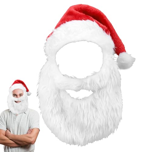 Gupcaqosjw Weihnachtsmannmütze, Weihnachtsmütze und Bart - Cosplay Weihnachtsperücke & Bart - Weihnachtsmann-Kostüm mit weißem, Weihnachtsmann-Kostüm, atmungsaktiv, bequem für die meisten von Gupcaqosjw
