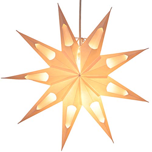 GURU SHOP Faltbarer Advents Leucht Papierstern, Weihnachtsstern 40 cm - Aquarius Weiß, Star Fensterdeko von GURU SHOP