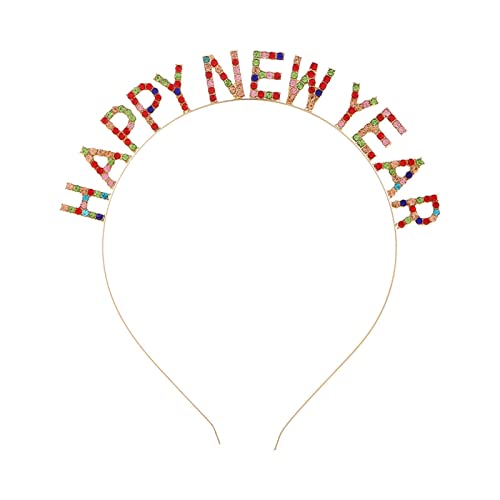 Gusengo 2022 Silvester Haarreif - Happy New Year Neujahr Stirnband Kopfschmuck, Kostüm Haarschmuck Neujahr Party Urlaub Kopfschmuck Kinder Erwachsene Kopfbedeckung Foto Requisiten von Gusengo